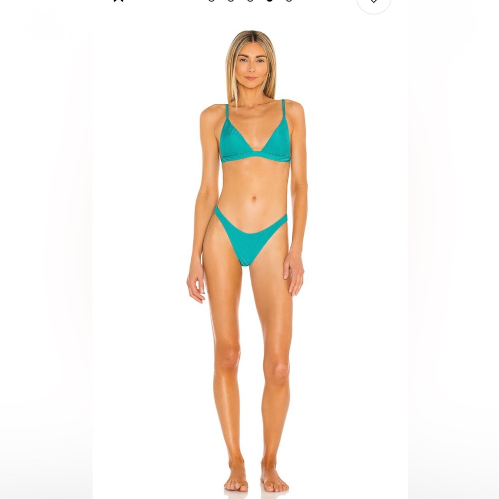 Vitamin A - Moss Bikini Top in Turquoise Shimmer EcoRib - 6/S - NWT